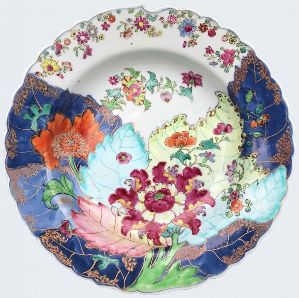 chinese export porcelain qianlong famille rose tobacco leaf